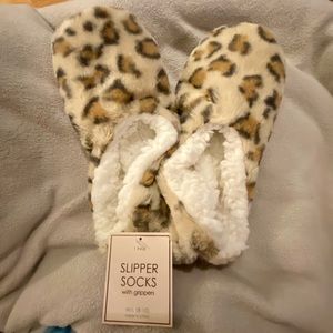 Cheetah Print Slipper Socks